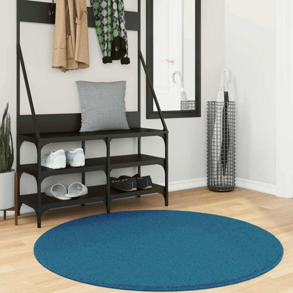 vidaXL Килим OVIEDO с къс косъм тюркоаз Ø 120 см