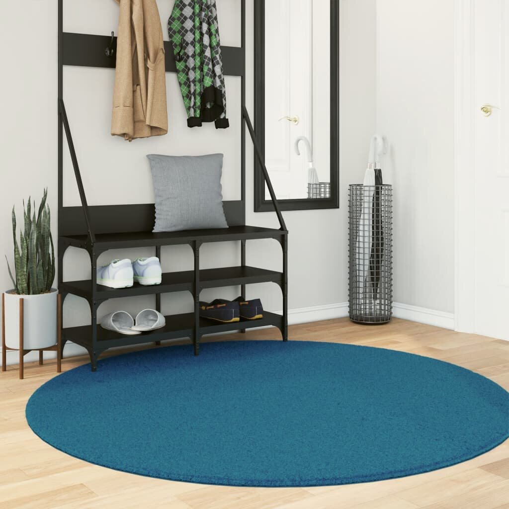 vidaXL Килим OVIEDO с къс косъм тюркоаз Ø 160 см