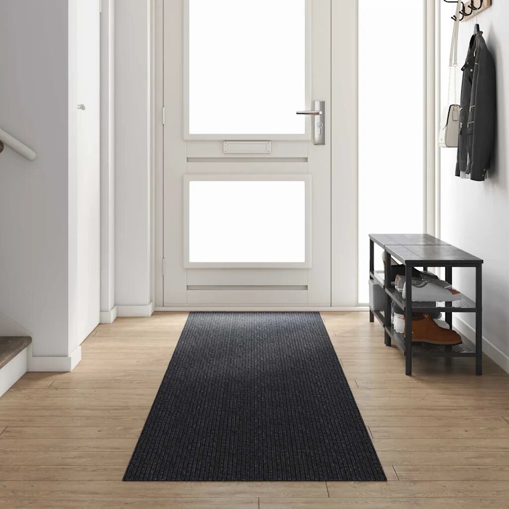 vidaXL Килим пътека Антрацит 80 x 400 см текстил