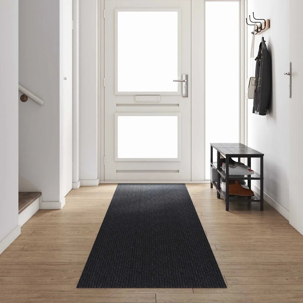 vidaXL Килим пътека Антрацит 80 x 500 cm текстил