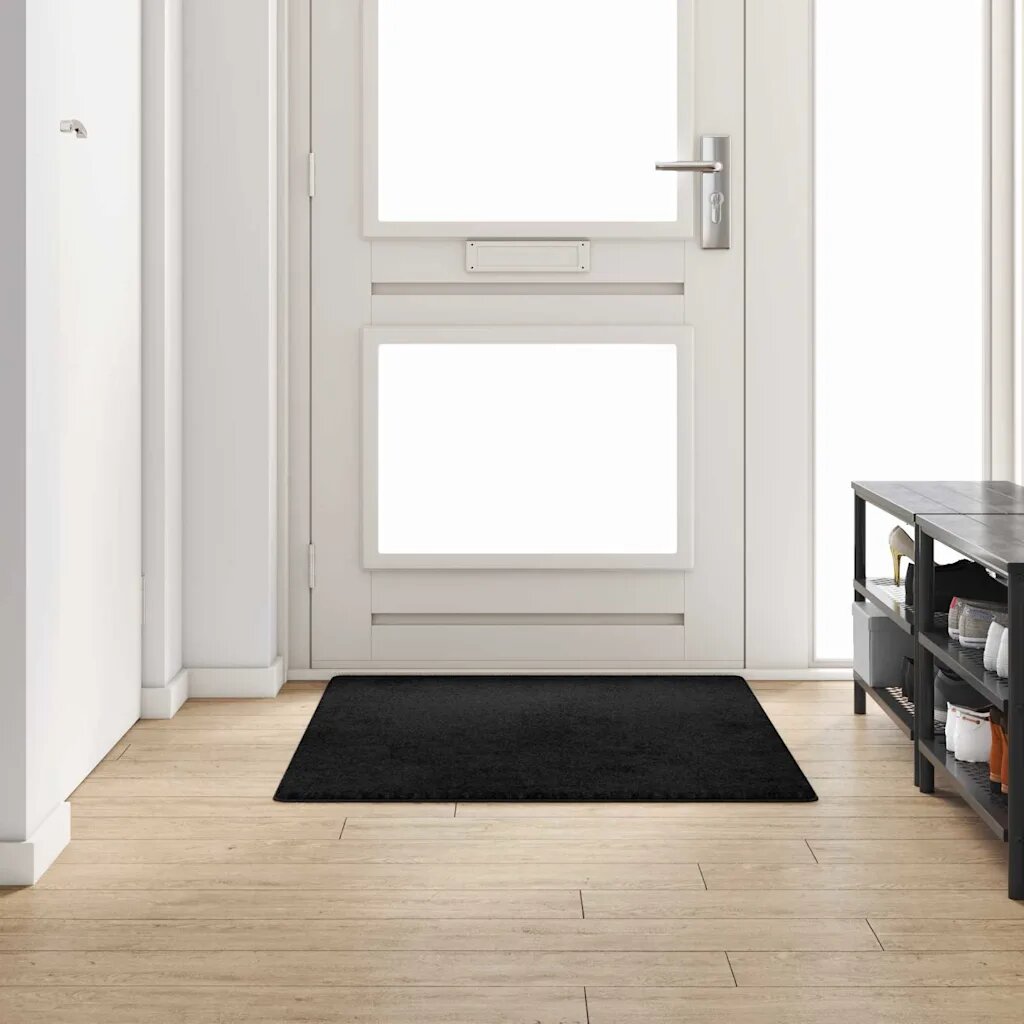 vidaXL Килим пътека Черно 100 x 150 cm 100% Полипропиленов Тапициран