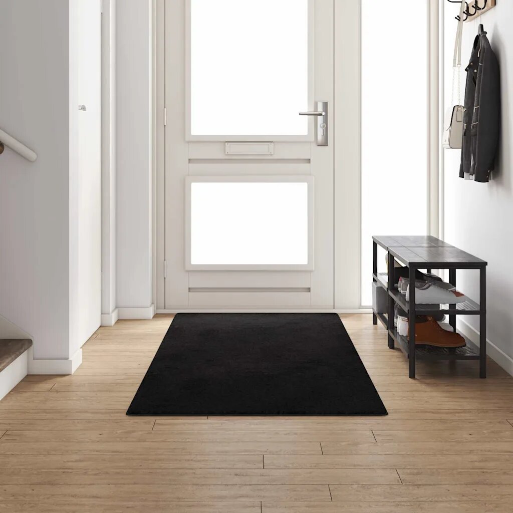 vidaXL Килим пътека Черно 100 x 300 cm 100% Полипропиленов Тапициран