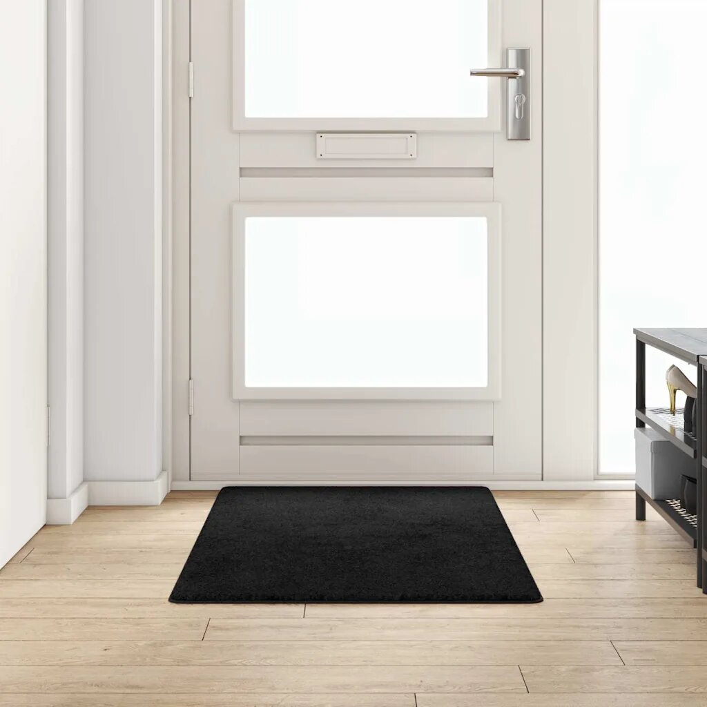 vidaXL Килим пътека Черно 80 x 150 cm 100% Полипропиленов Тапициран