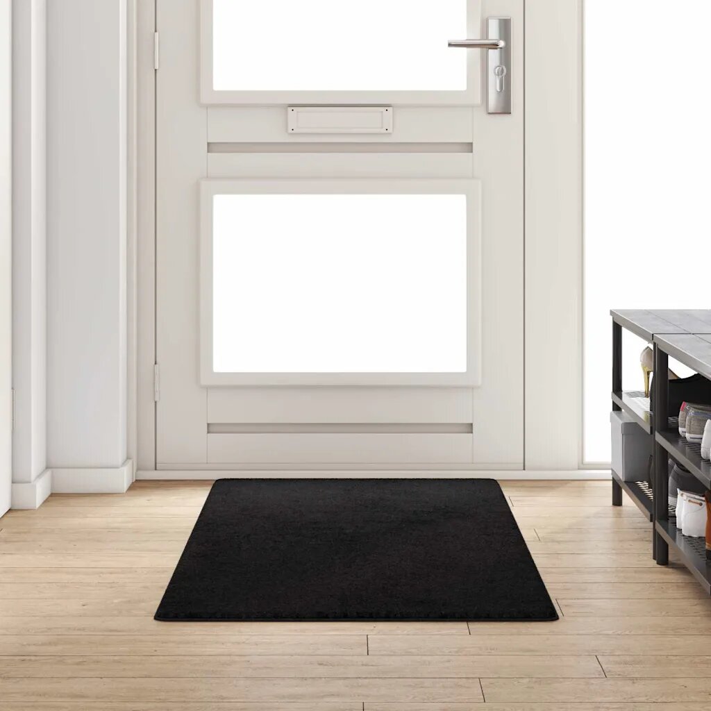 vidaXL Килим пътека Черно 80 x 200 cm 100% Полипропиленов Тапициран