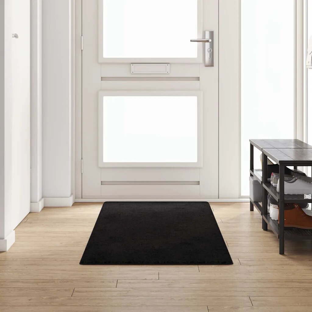 vidaXL Килим пътека Черно 80 x 250 cm 100% Полипропиленов Тапициран
