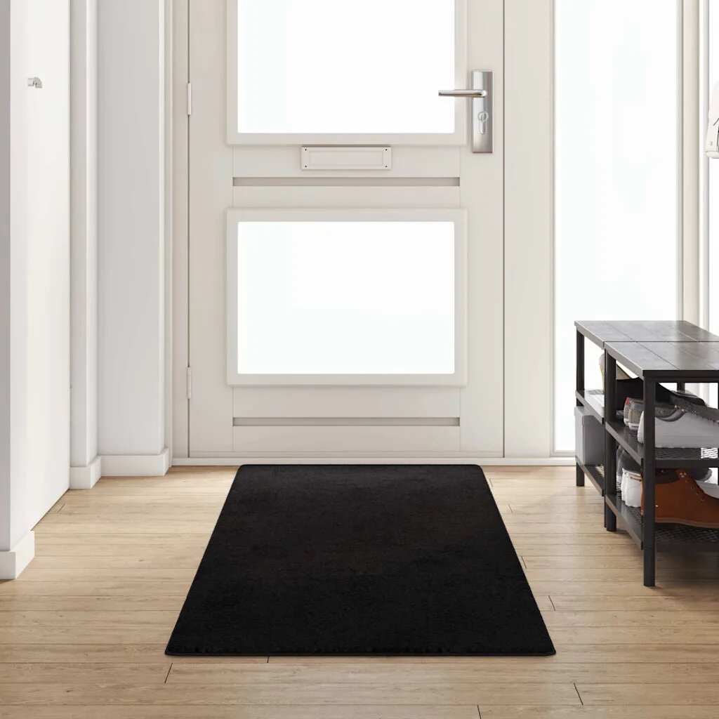 vidaXL Килим пътека Черно 80 x 300 cm 100% Полипропиленов Тапициран