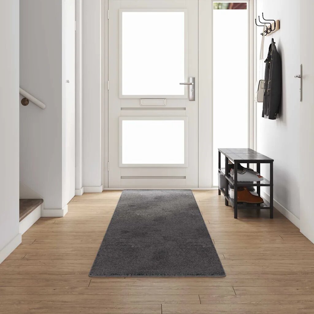 vidaXL Килим пътека Сиво 80 x 500 cm 100% Полипропиленов Тапициран