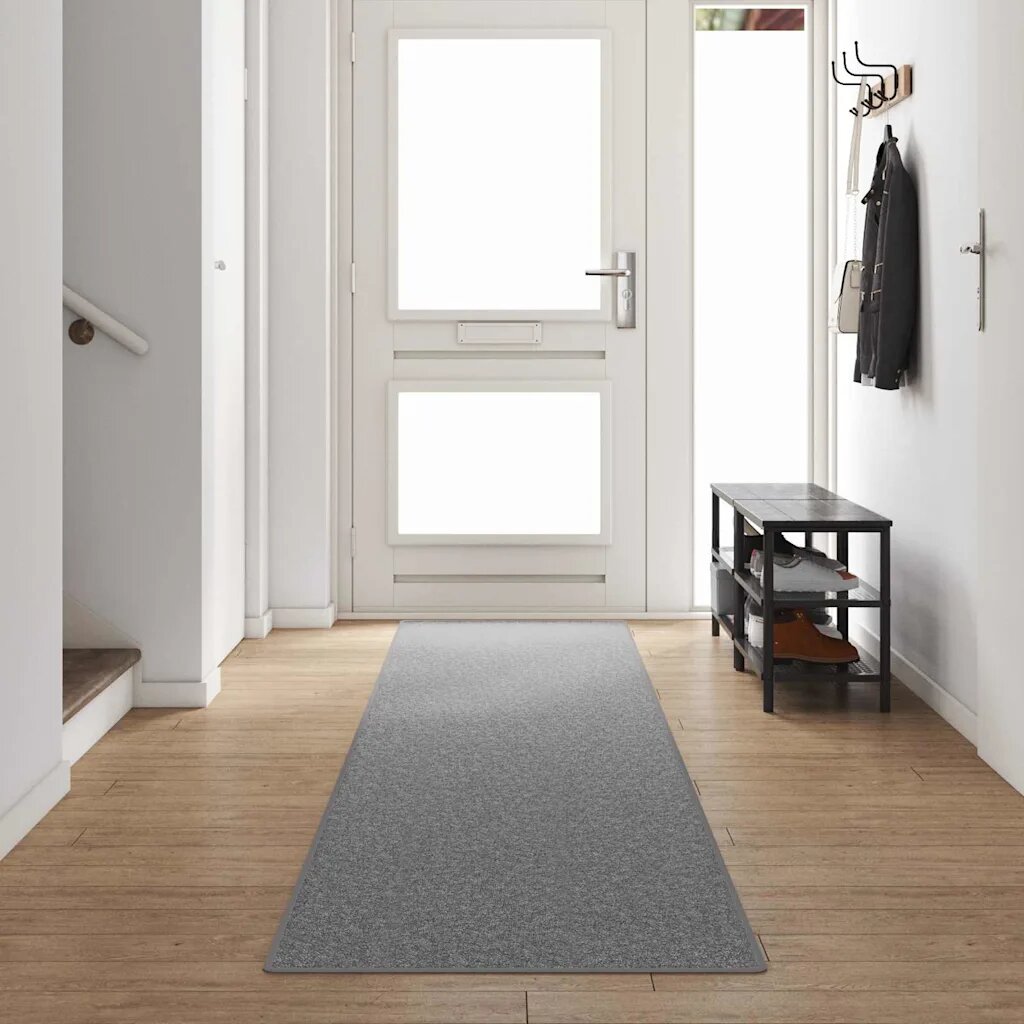 vidaXL Килим пътека Светлосиво 80 x 500 cm 100% Полипропилен