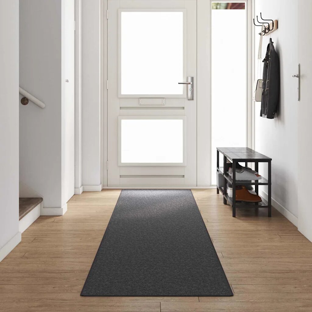 vidaXL Килим пътека Тъмен сив 80 x 500 cm 100% Полипропилен