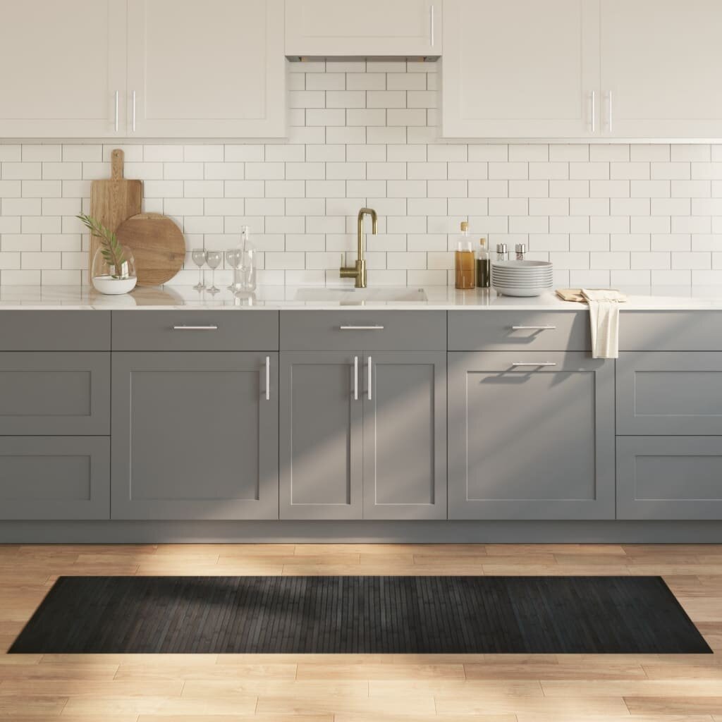 vidaXL Килим правоъгълен сив 60x200 см бамбук