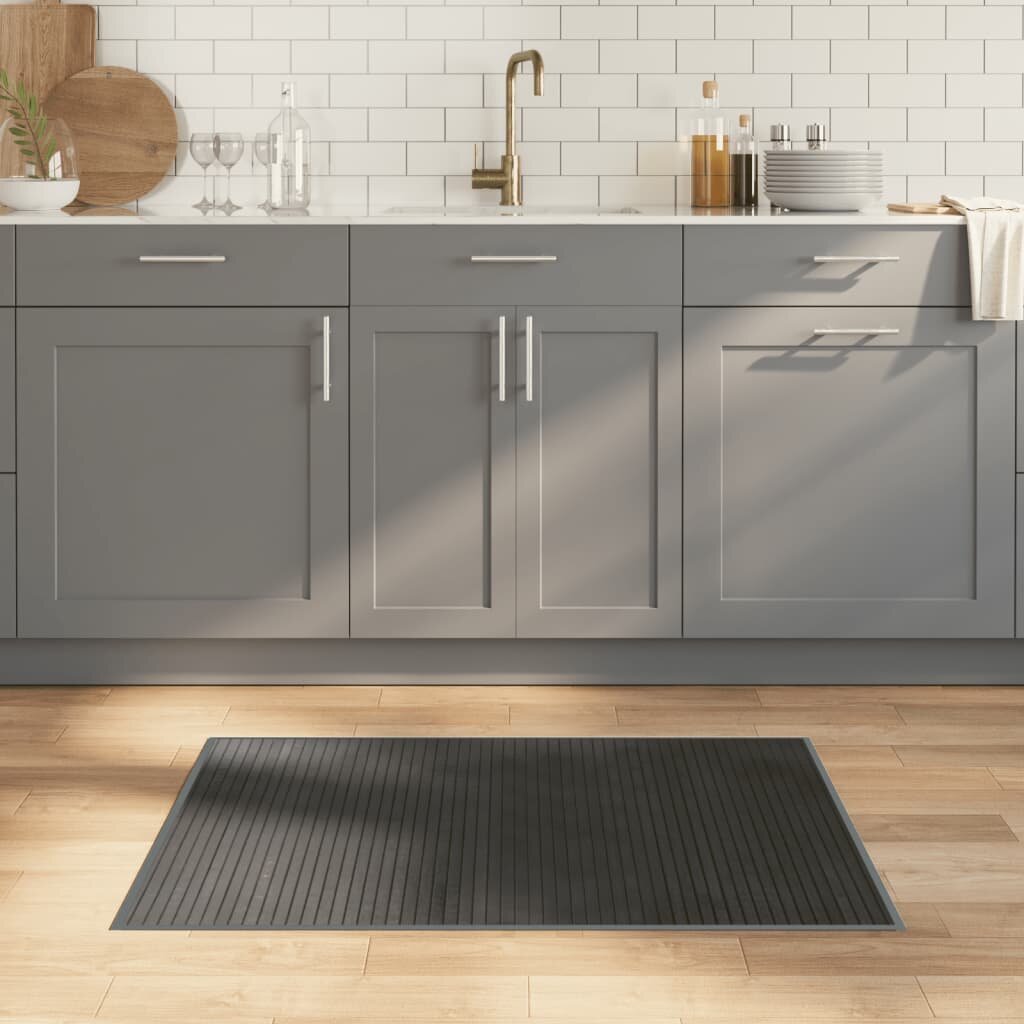 vidaXL Килим правоъгълен сив 70x100 см бамбук