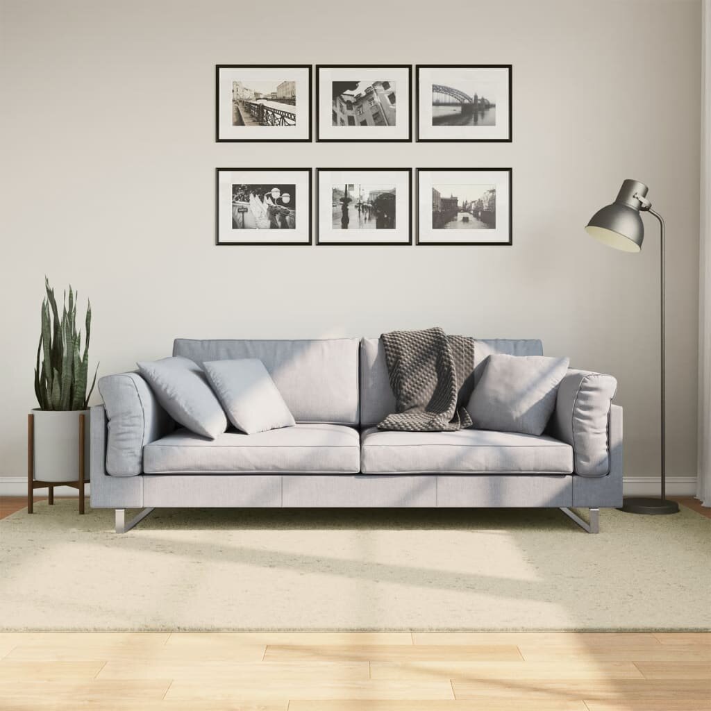 vidaXL Килим с къс косъм мек и миещ се кремав 160x230 см