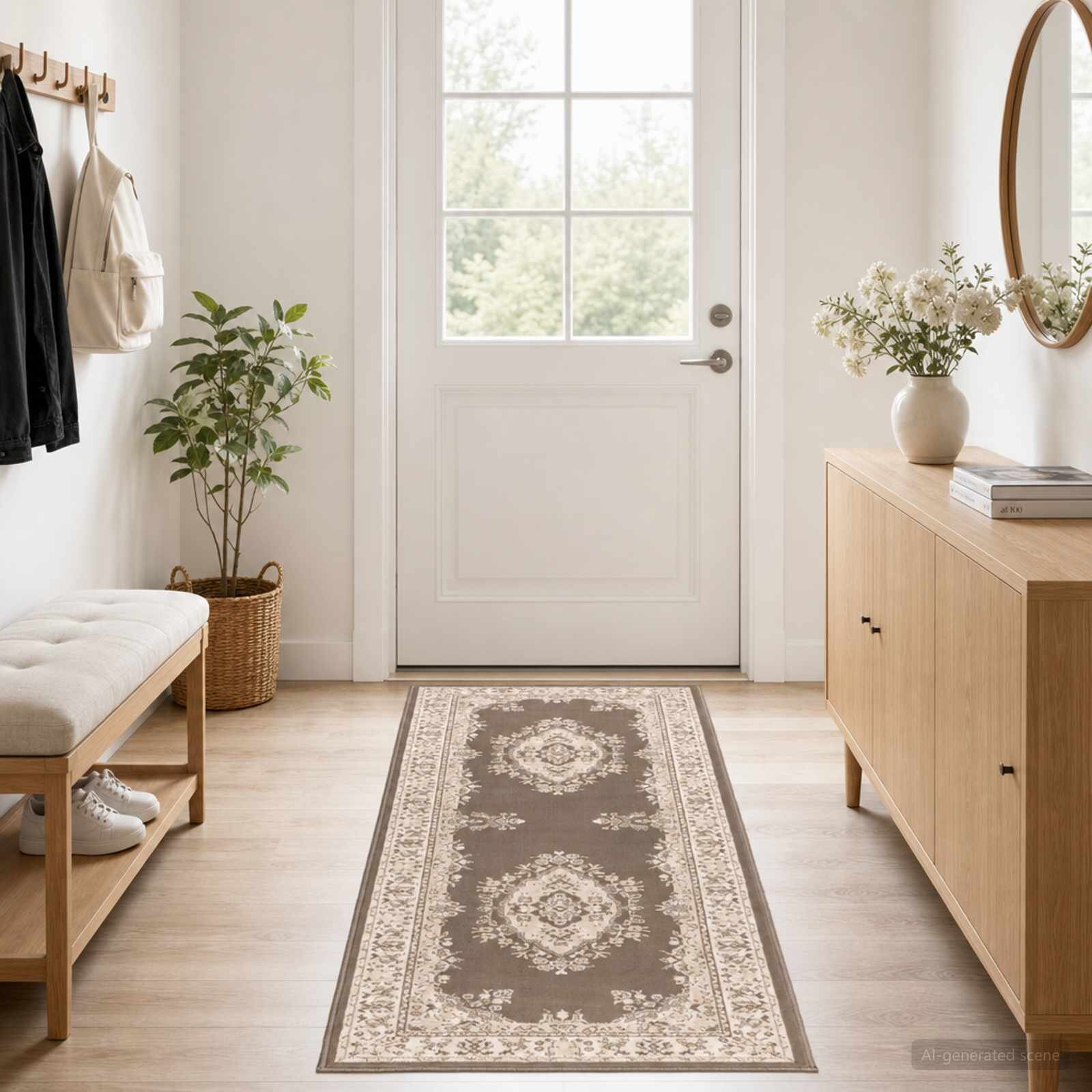 vidaXL Килим с пътека FLORNES Тъкан Таупе 67 x 200 cm ПП 7 mm