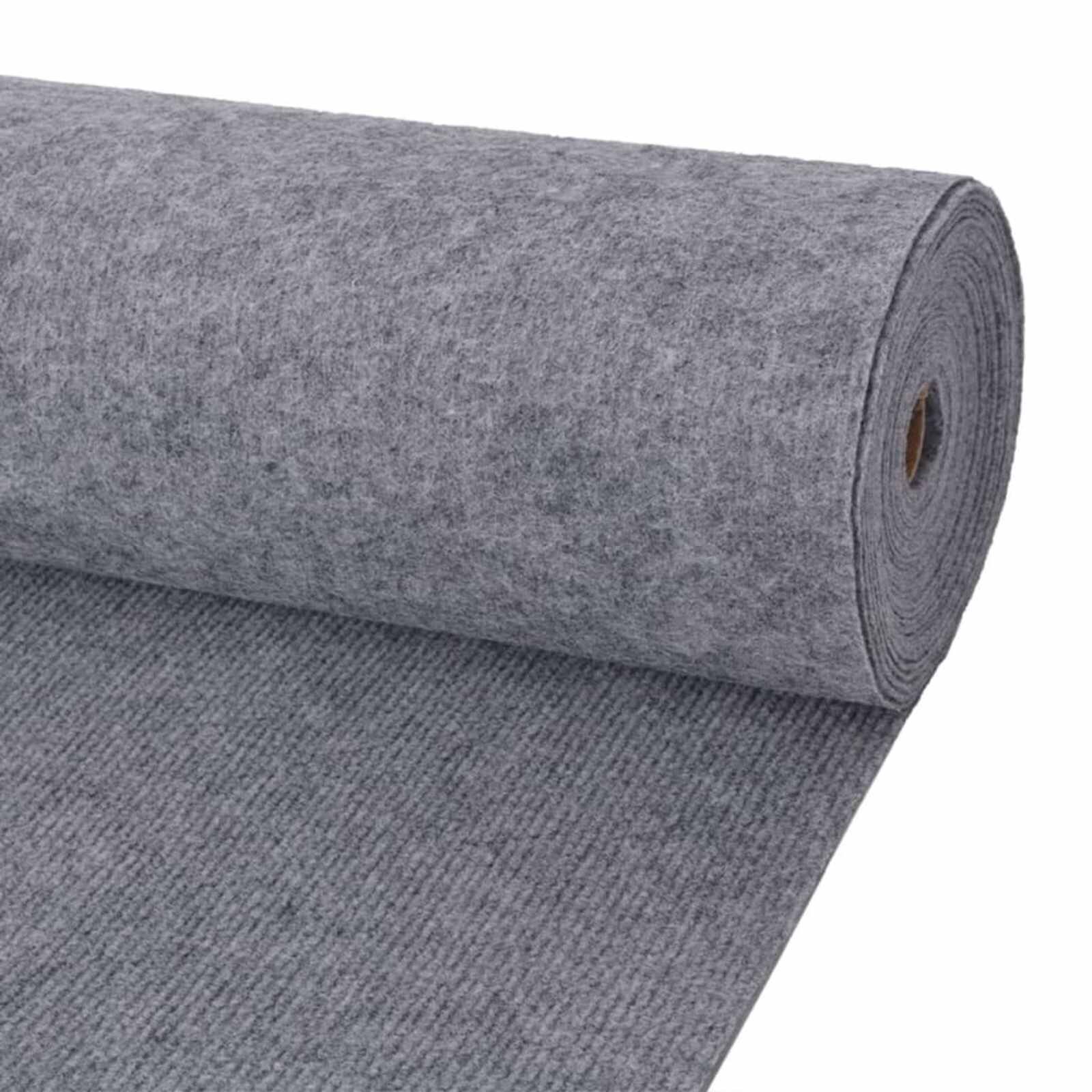 vidaXL Килим Сиво 12 x 15 m Полиестер