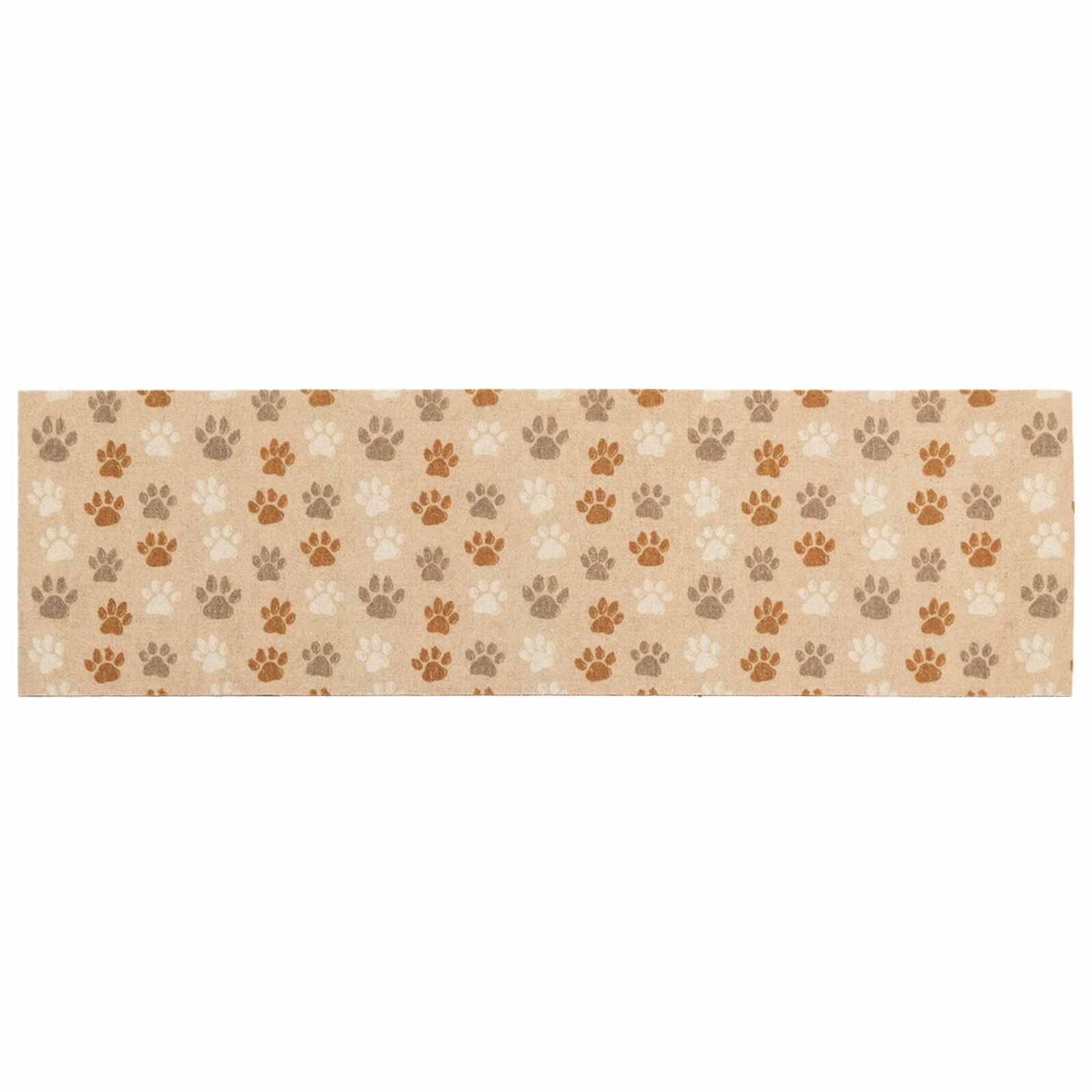 vidaXL Килим за кухня Бежови лапи 150 x 45 см 100% Полиамид Пере се