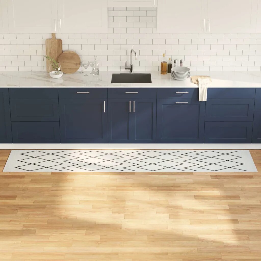 vidaXL Килим за кухня Бяло 300 x 60 см Кадифе