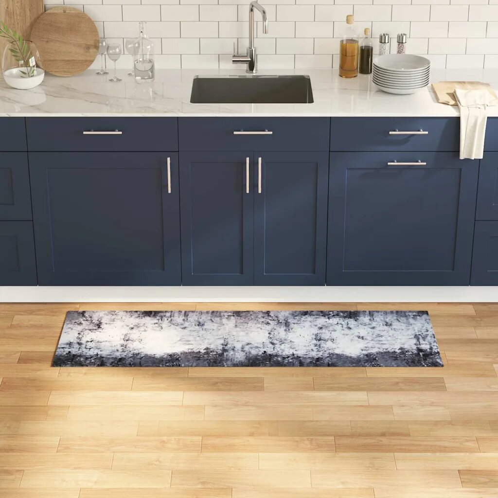 vidaXL Килим за кухня Сив 150 x 45 см Кадифе