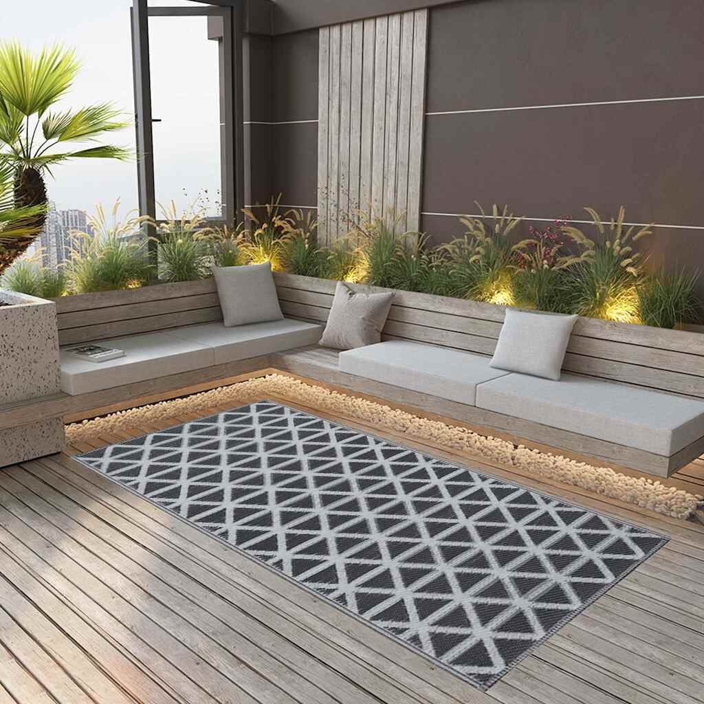 vidaXL Килим за открито ARAKIL черен 160x230 см PP