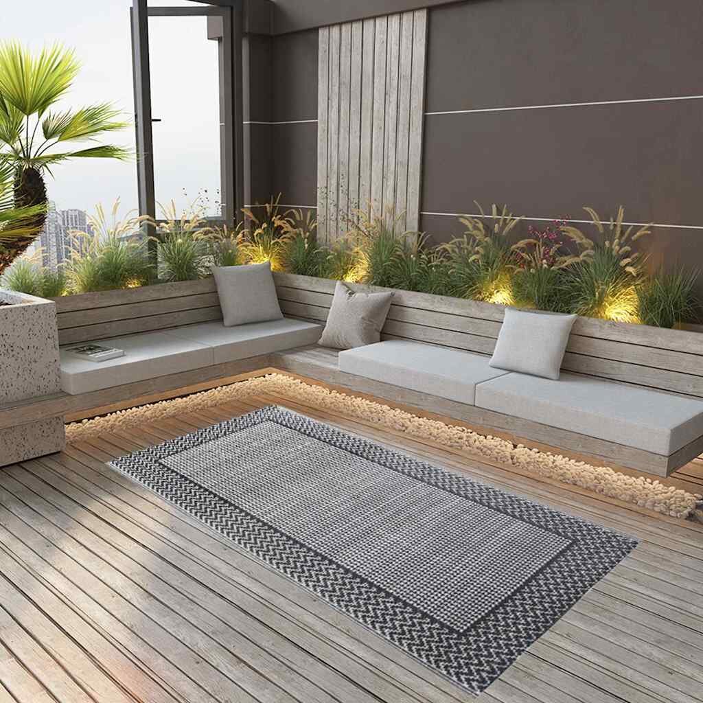 vidaXL Килим за открито ARAKIL сив 120x180 см PP