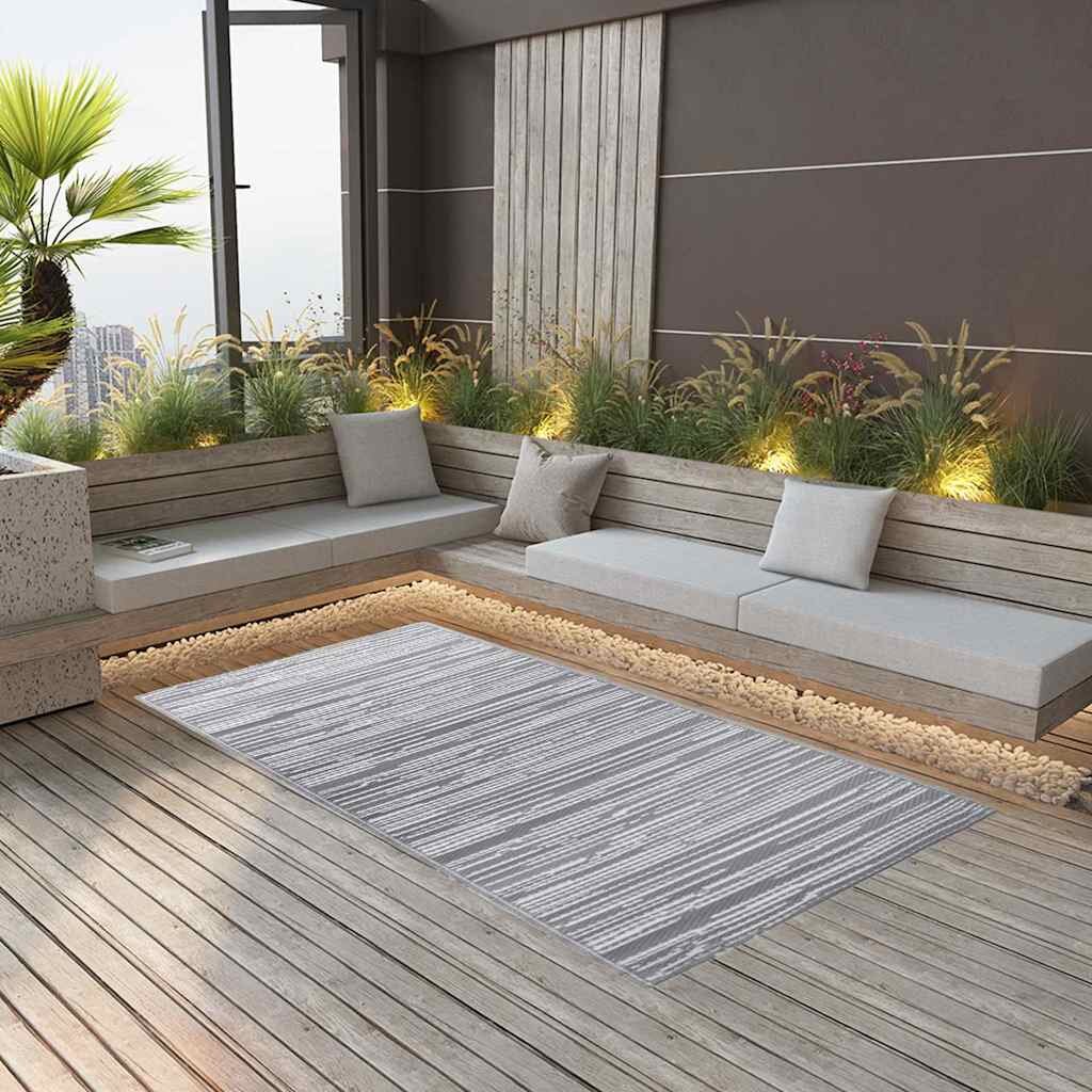 vidaXL Килим за открито ARAKIL сив 190x290 см PP