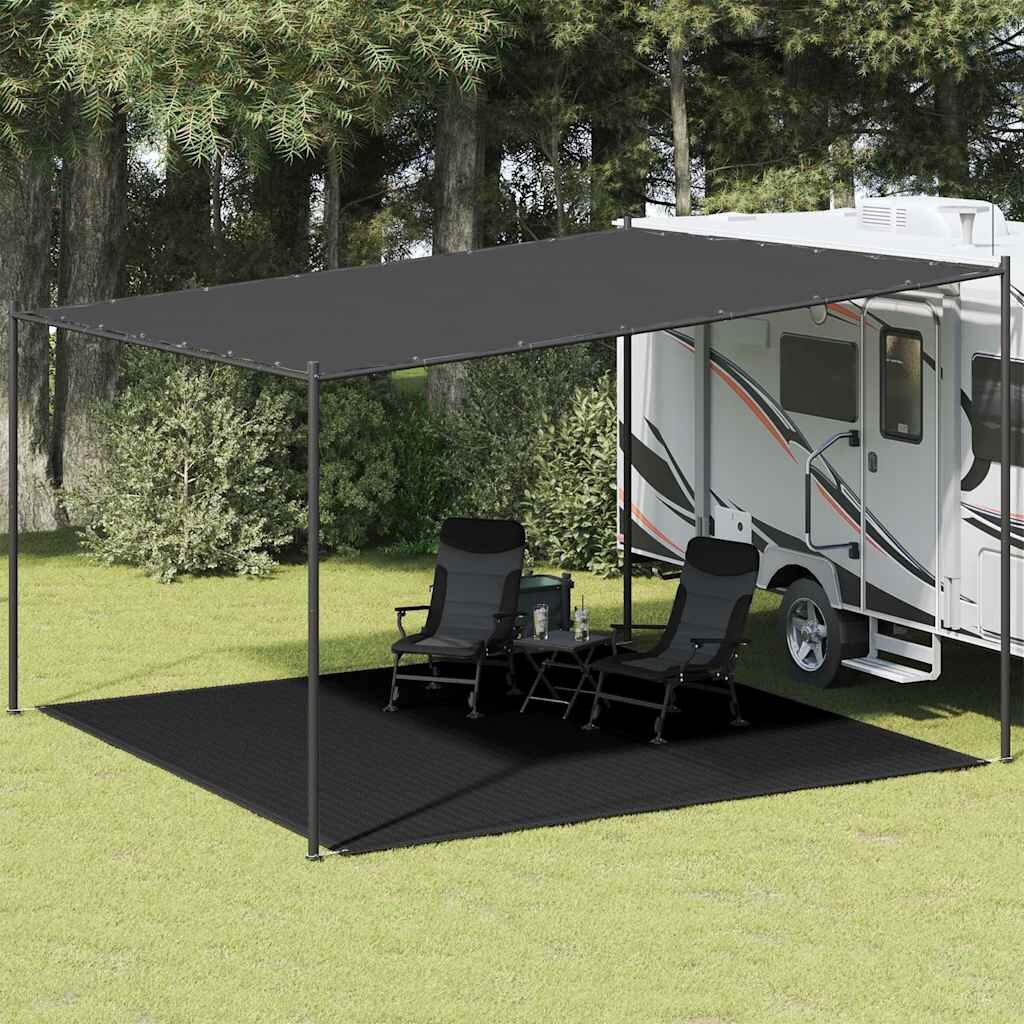 vidaXL Килим за палатка 400x400 см черен HDPE