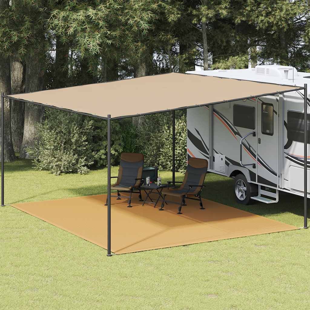vidaXL Килим за палатка пясъчно 400x500 см HDPE