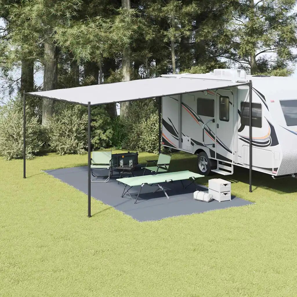 vidaXL Килим за палатка Синьо и сиво 600 × 300 cm Полиетилен