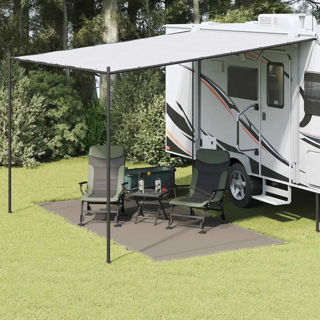 vidaXL Килим за палатка Светлосиво 400 x 200 cm Полиетилен
