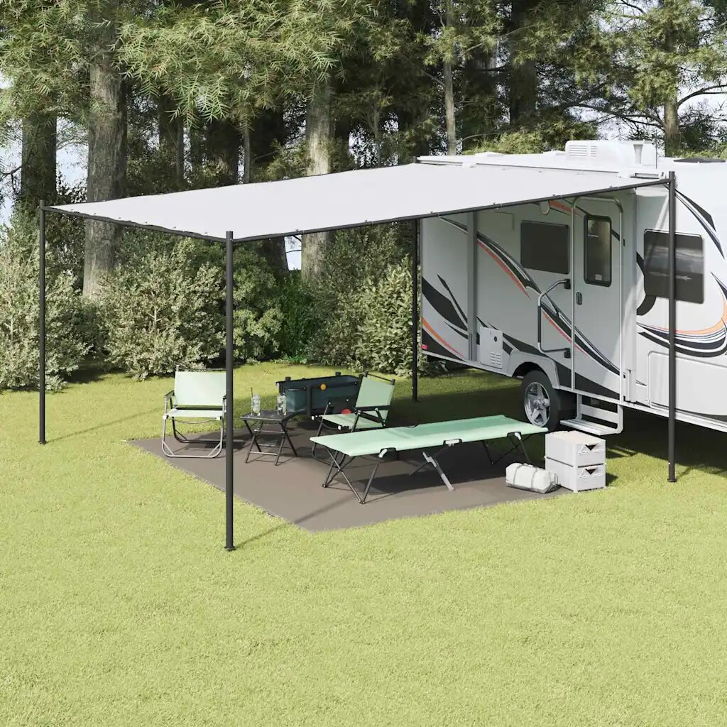 vidaXL Килим за палатка Светлосиво 400 × 300 cm Полиетилен