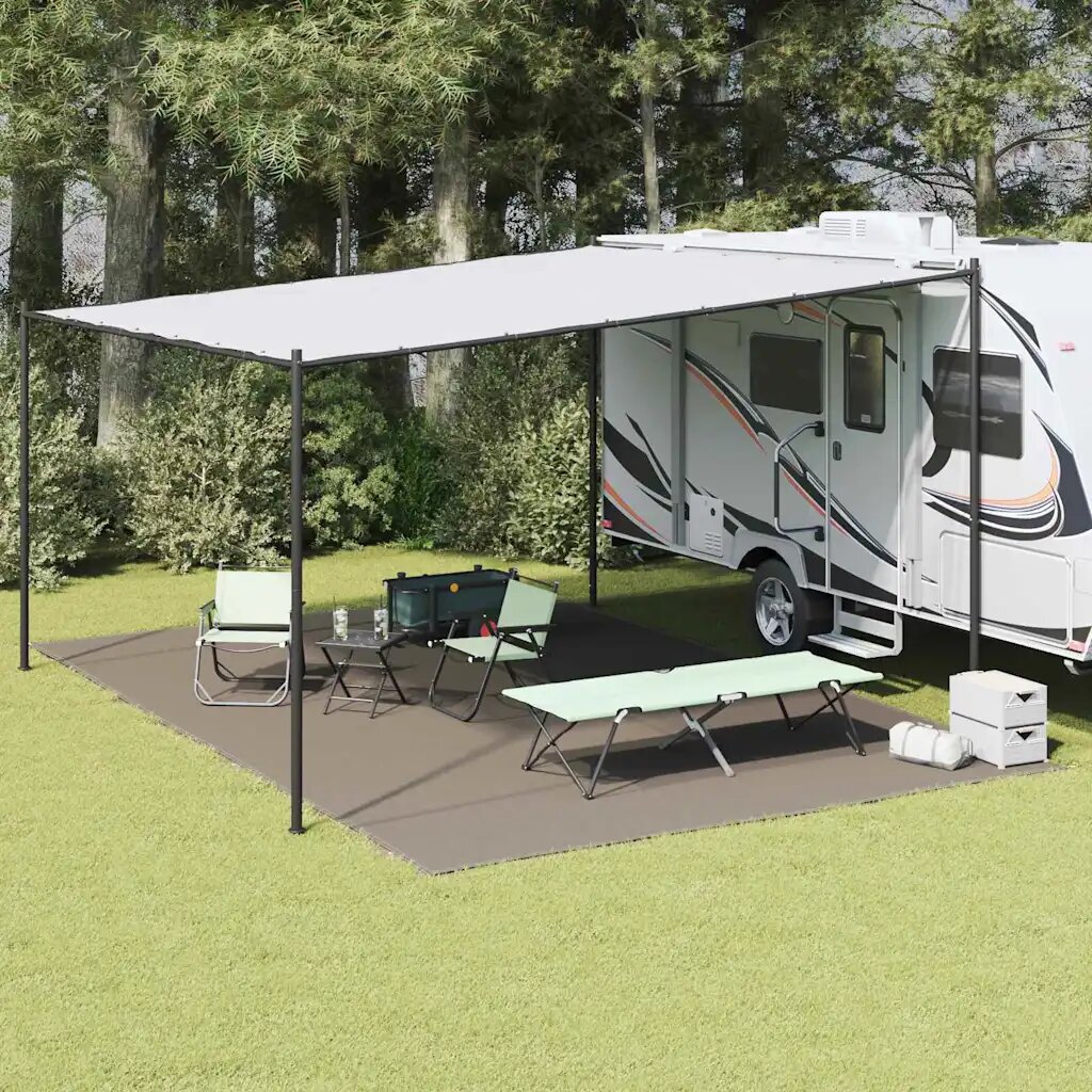 vidaXL Килим за палатка Светлосиво 600 x 400 cm Полиетилен