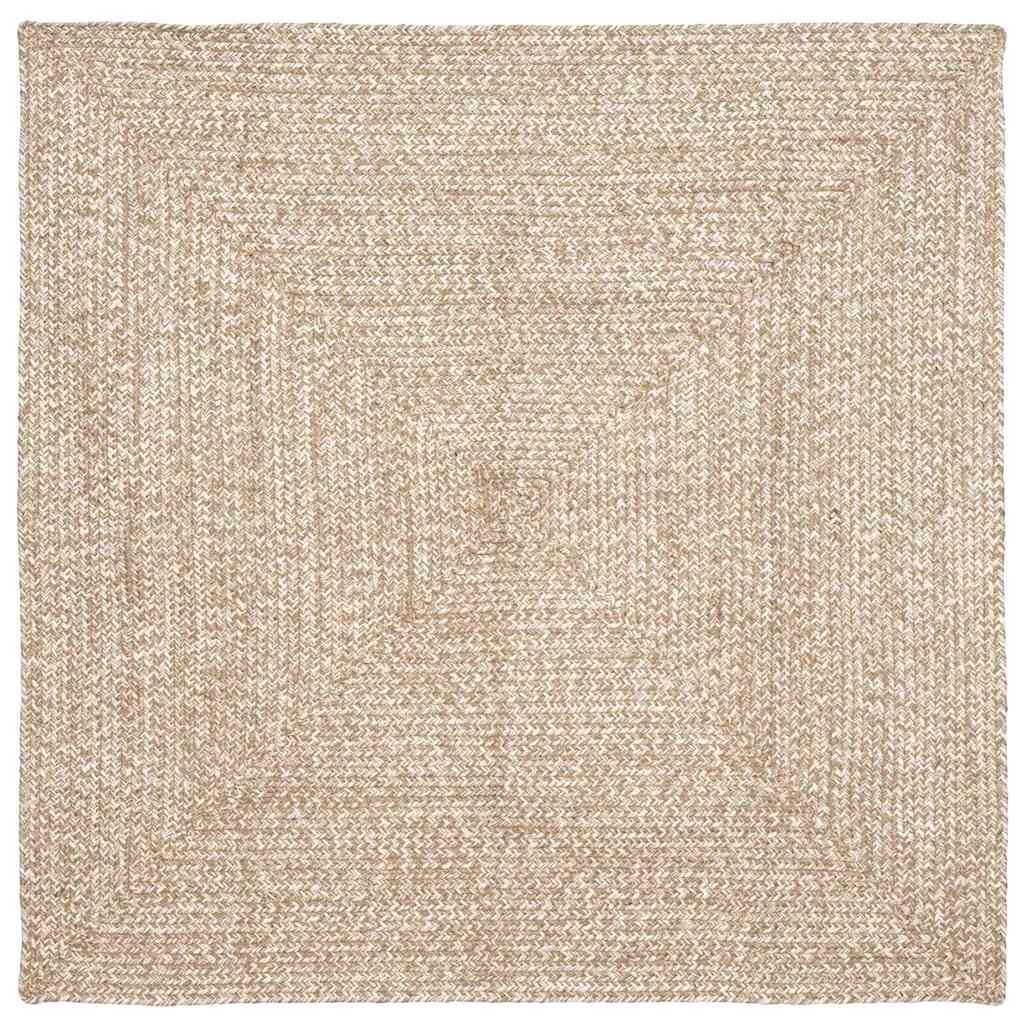 vidaXL Килим за площ Естествено и бяло 120 x 120 cm юта