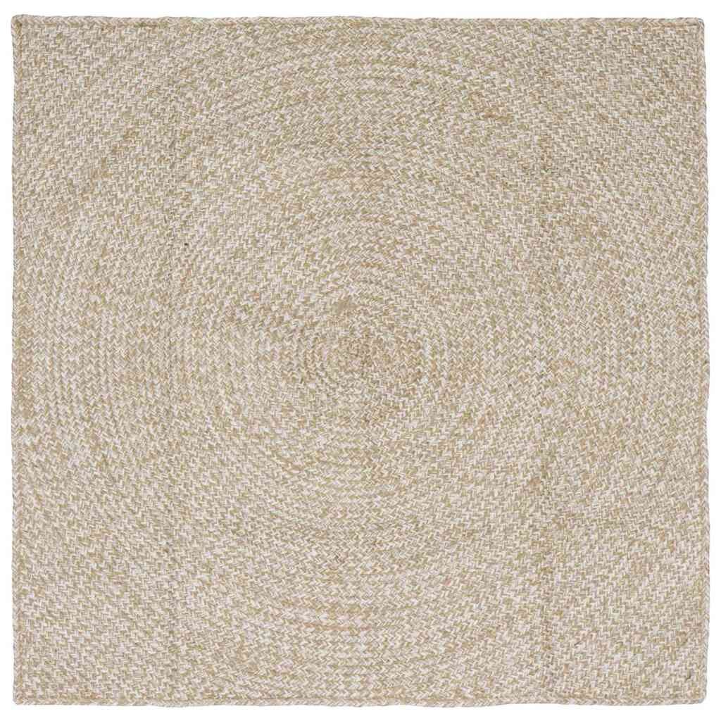 vidaXL Килим за площ Естествено и бяло 120 x 120 cm юта