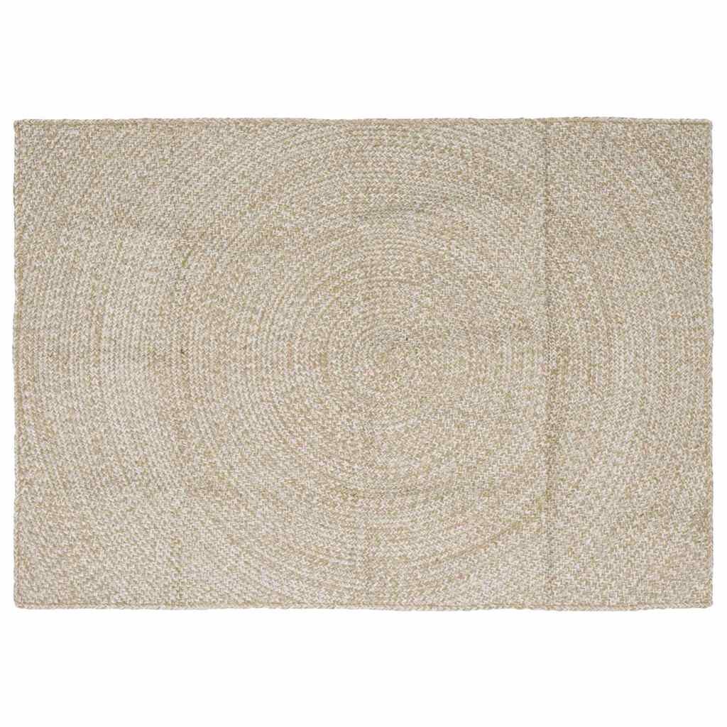 vidaXL Килим за площ Естествено и бяло 120 x 170 cm юта