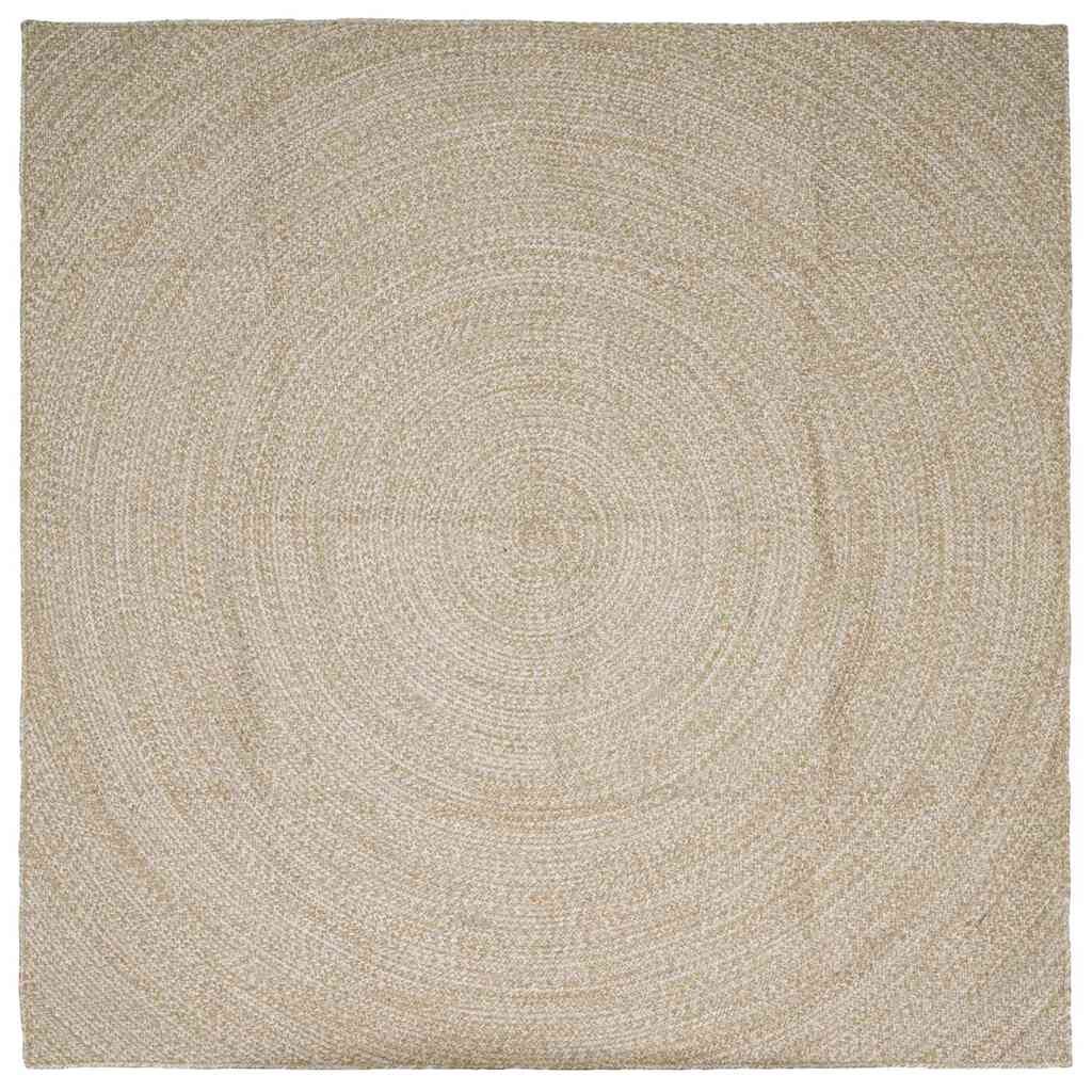 vidaXL Килим за площ Естествено и бяло 300 x 300 cm юта
