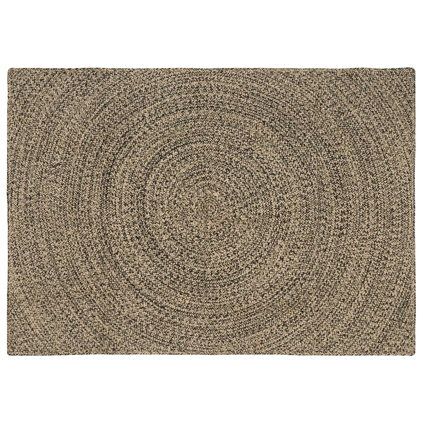 vidaXL Килим за площ Естествено и черно 140 x 200 cm юта