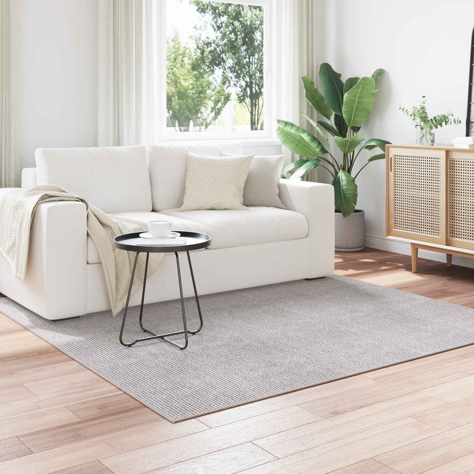 vidaXL Килим за вътрешно помещение LUGO Кремав и сив 120 x 120 cm