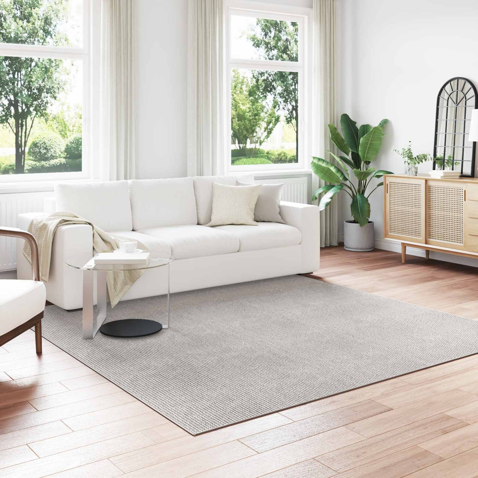 vidaXL Килим за вътрешно помещение LUGO Кремав и сив 240 x 240 cm