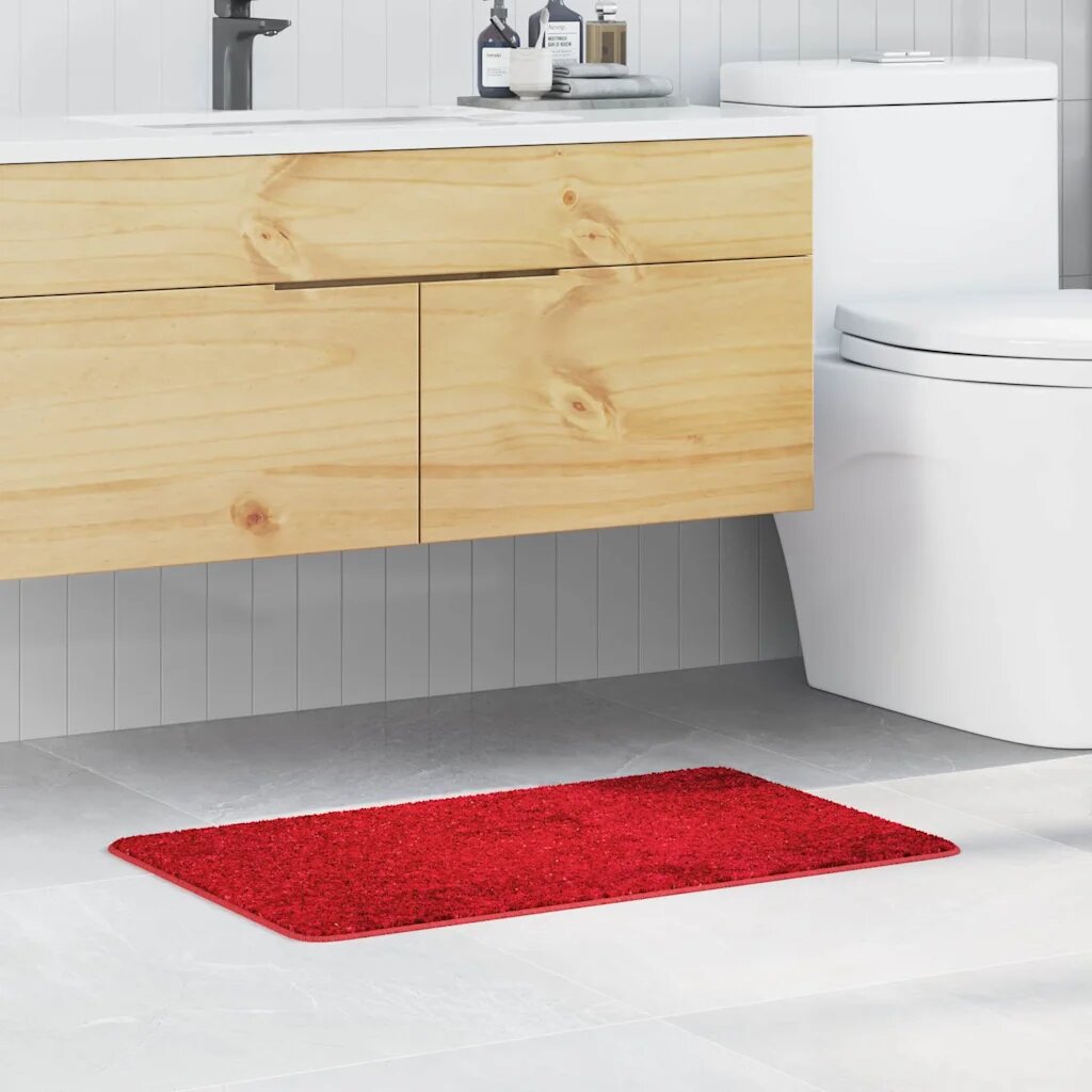 vidaXL Килимче за баня с антихлъзгаща повърхност Червено 50 x 80 cm ПП