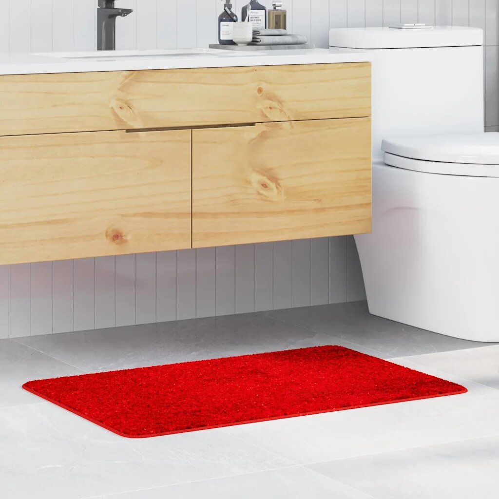 vidaXL Килимче за баня с антихлъзгаща повърхност Червено 60 x 90 cm ПП