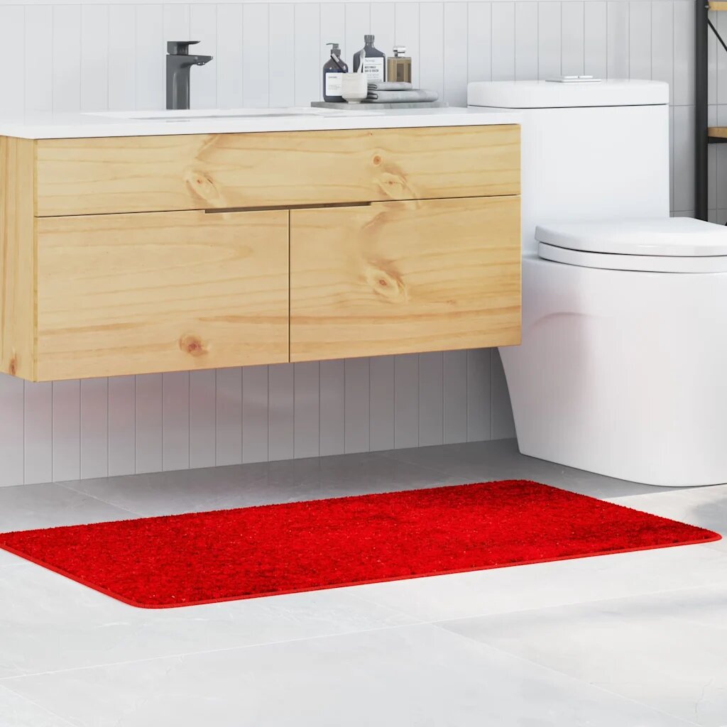 vidaXL Килимче за баня с антихлъзгаща повърхност Червено 70 x 120 cm
