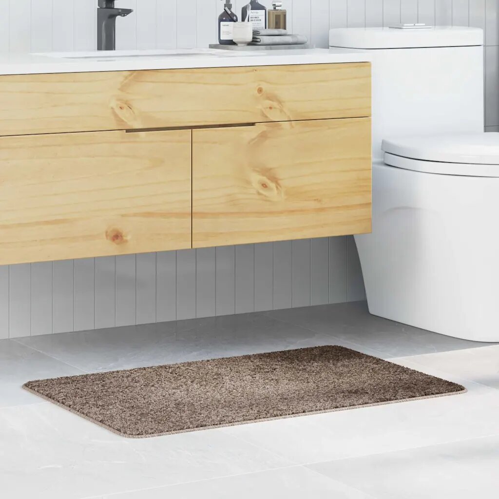 vidaXL Килимче за баня с антихлъзгаща повърхност Кафяво 60 x 90 cm ПП
