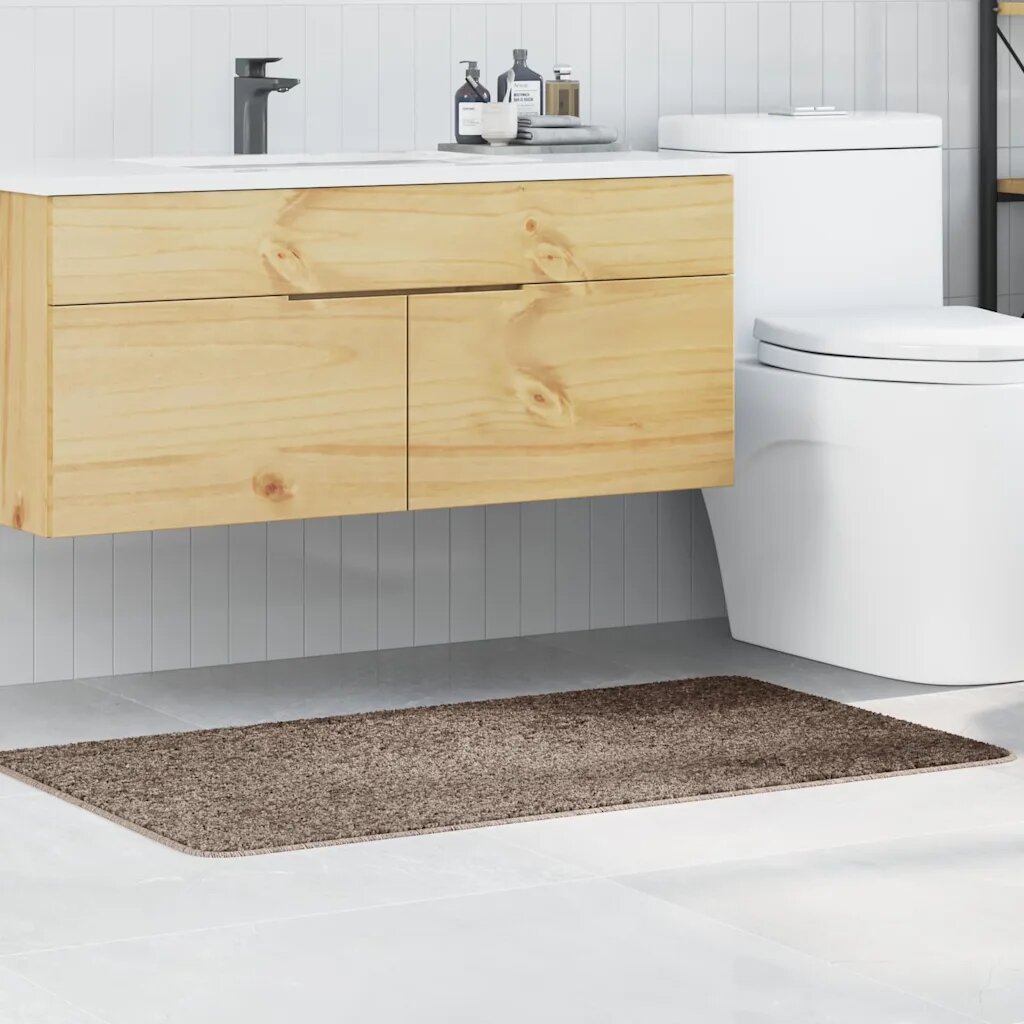 vidaXL Килимче за баня с антихлъзгаща повърхност Кафяво 70 x 120 cm ПП