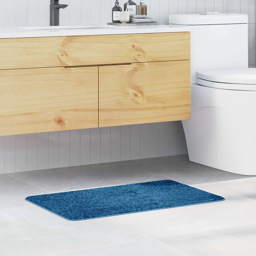 vidaXL Килимче за баня с антихлъзгаща повърхност Синьо 50 x 80 cm ПП