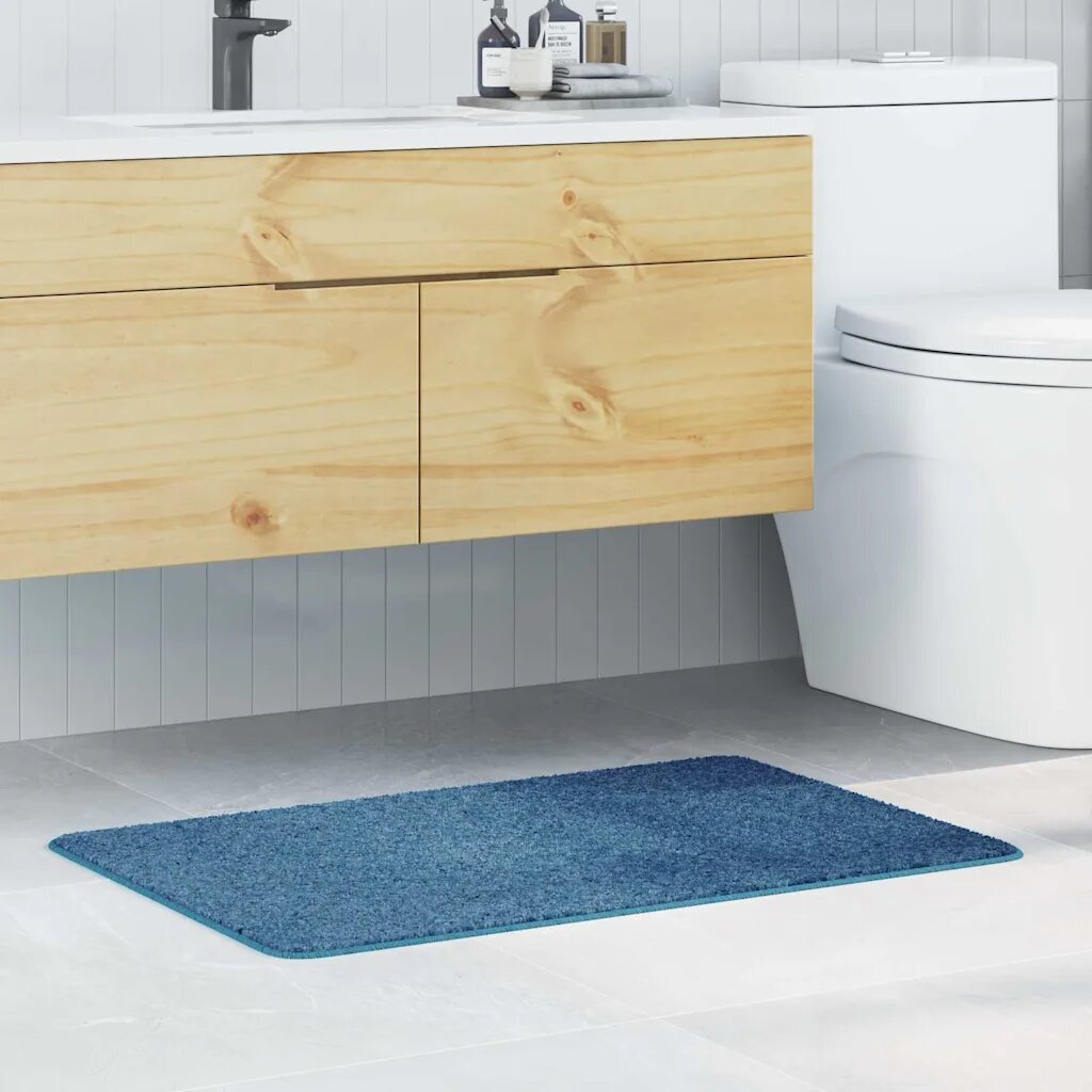 vidaXL Килимче за баня с антихлъзгаща повърхност Синьо 60 x 90 cm ПП