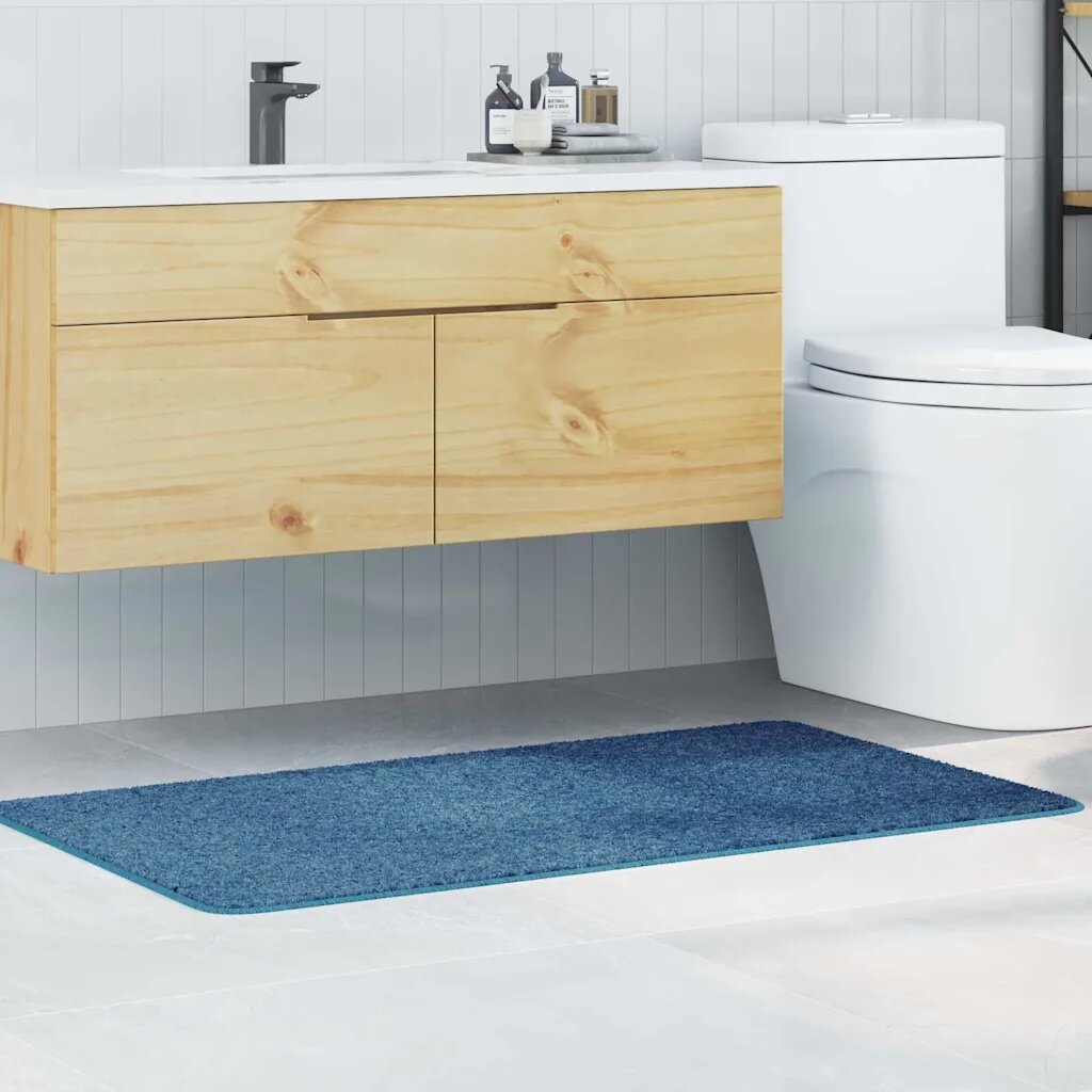 vidaXL Килимче за баня с антихлъзгаща повърхност Синьо 70 x 120 cm ПП