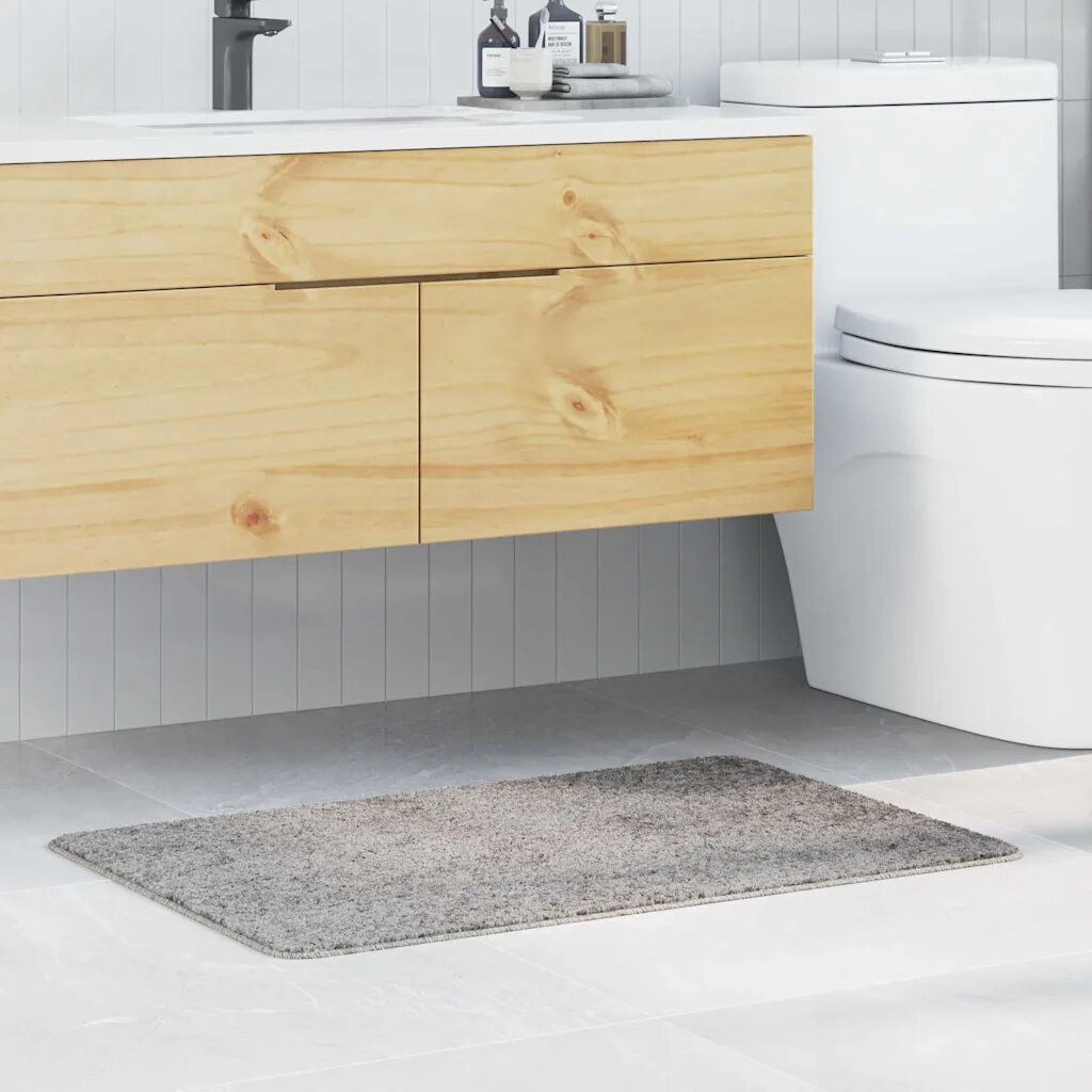 vidaXL Килимче за баня с антихлъзгаща повърхност Сив 60 x 90 cm ПП