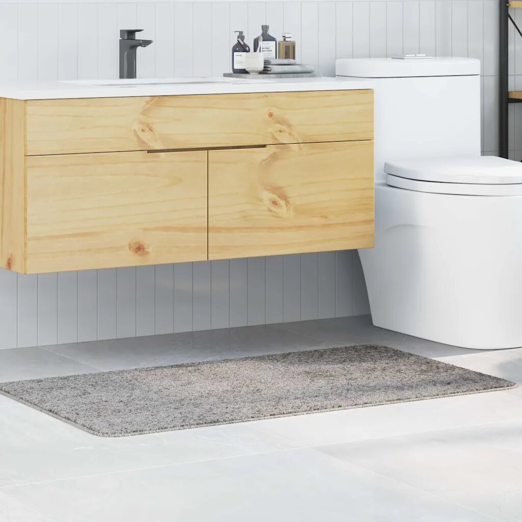 vidaXL Килимче за баня с антихлъзгаща повърхност Сив 70 x 120 cm ПП
