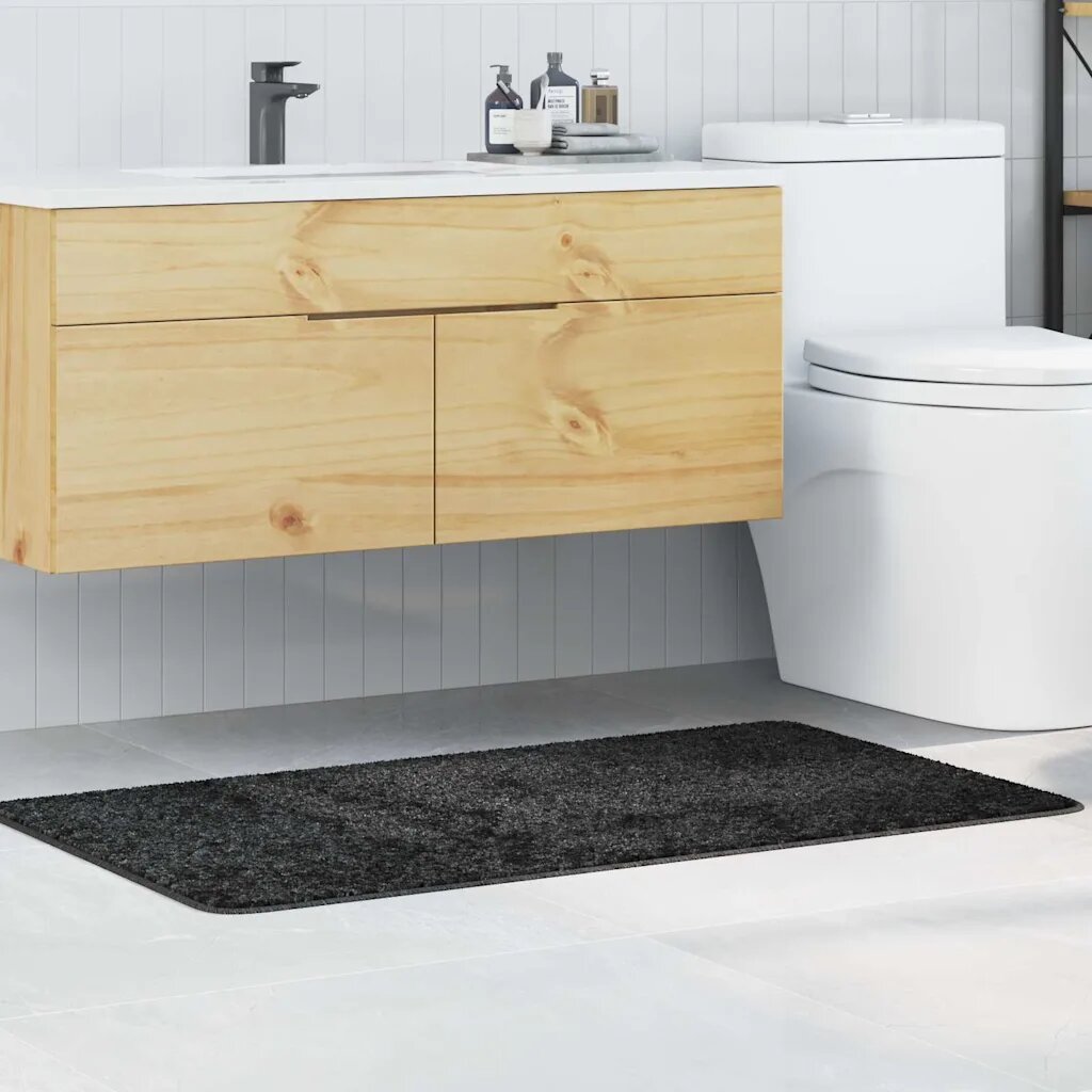 vidaXL Килимче за баня с антихлъзгаща повърхност Тъмен сив 70 x 120 cm