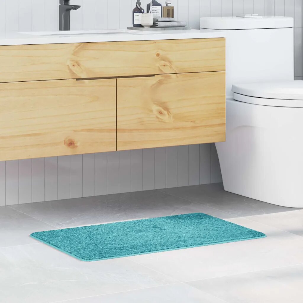 vidaXL Килимче за баня с антихлъзгаща повърхност Тюркоаз 50 x 80 cm ПП