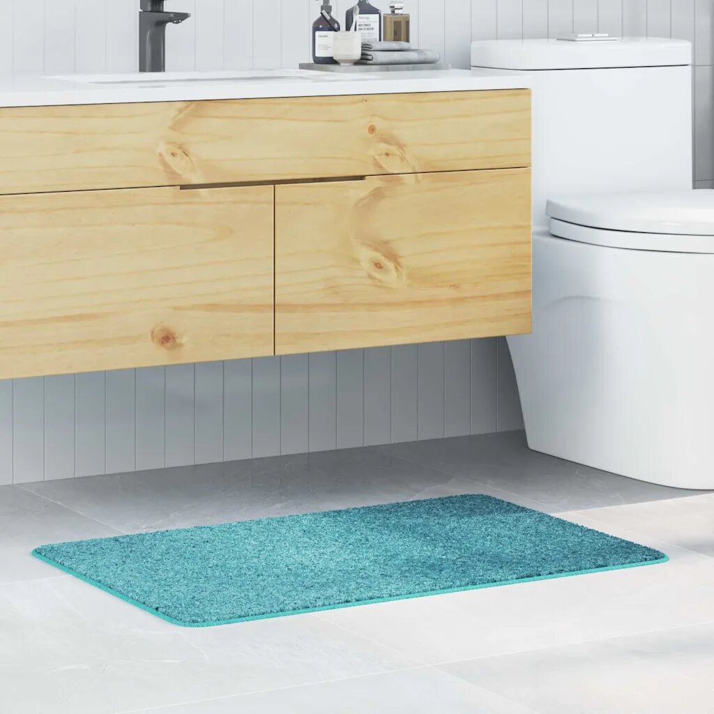 vidaXL Килимче за баня с антихлъзгаща повърхност Тюркоаз 60 x 90 cm ПП